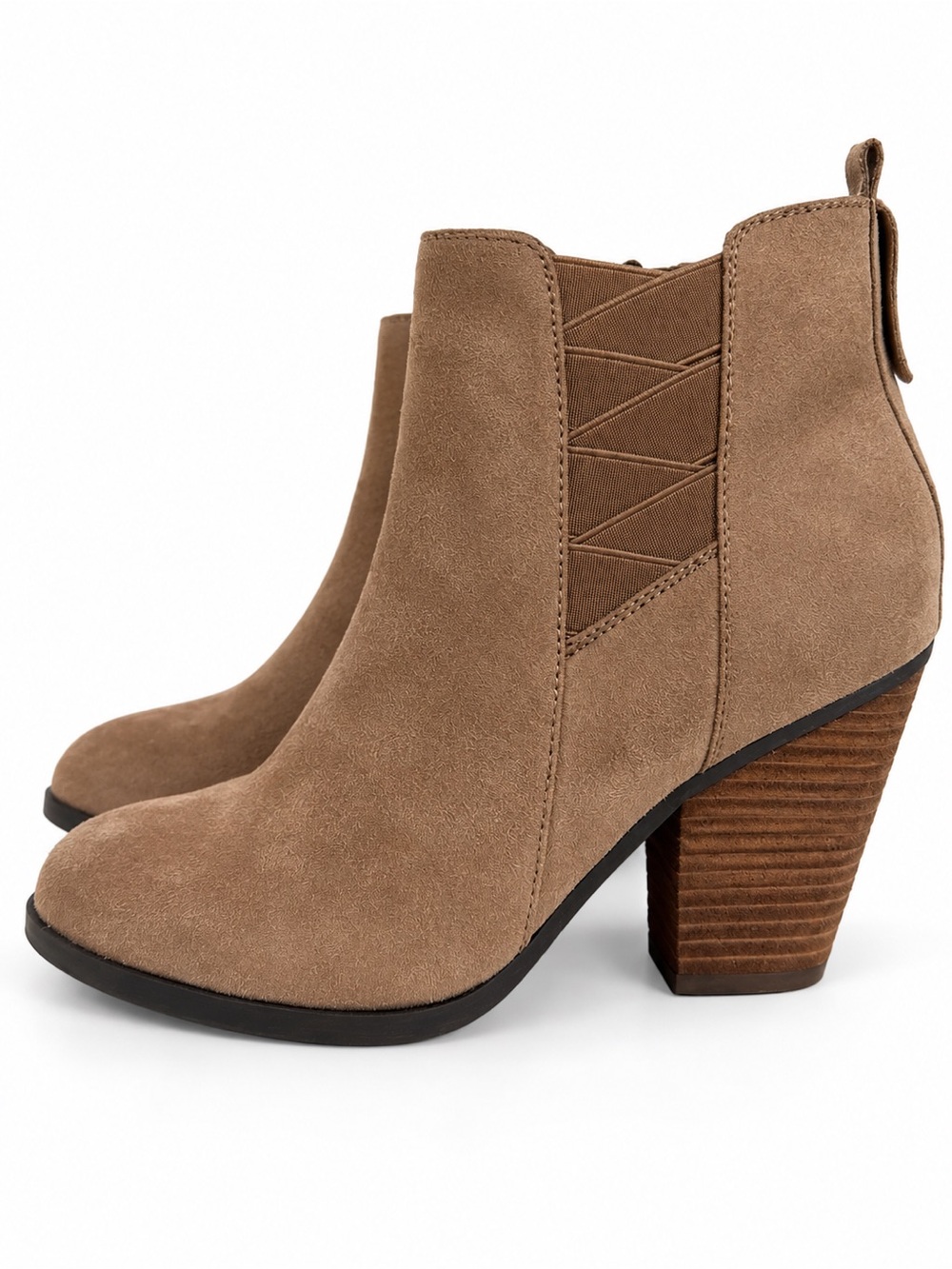 Mix No. 6 Taupe Vincee Faux Suede Chelsea Ankle Boots Chunky Block Heel Size 8.5